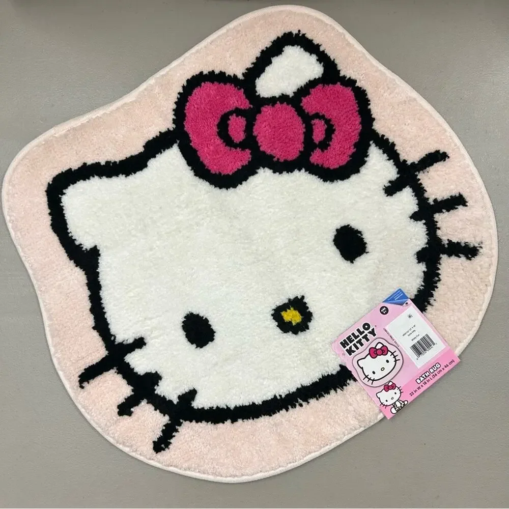 Hello Kitty Bathroom Shower Bath Set with Rug / Mat, 2 Towels, Loofah NWT Sanrio